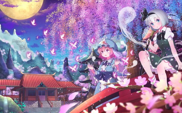 Anime Touhou Youmu Konpaku Yuyuko Saigyouji HD Wallpaper | Background Image
