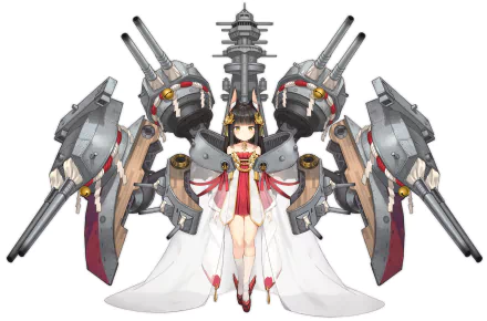 HD PC desktop wallpaper featuring Nagato from Azur Lane, depicted in detailed anime style with large mechanical armaments and elegant attire.