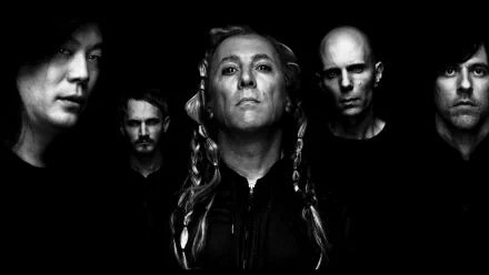 HD desktop wallpaper featuring the band A Perfect Circle in monochrome for a striking background.