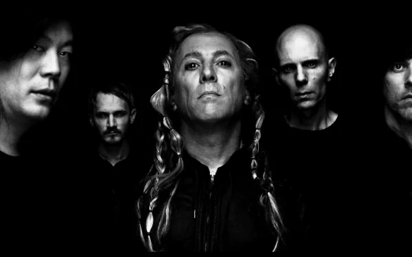 HD desktop wallpaper featuring the band A Perfect Circle in monochrome for a striking background.