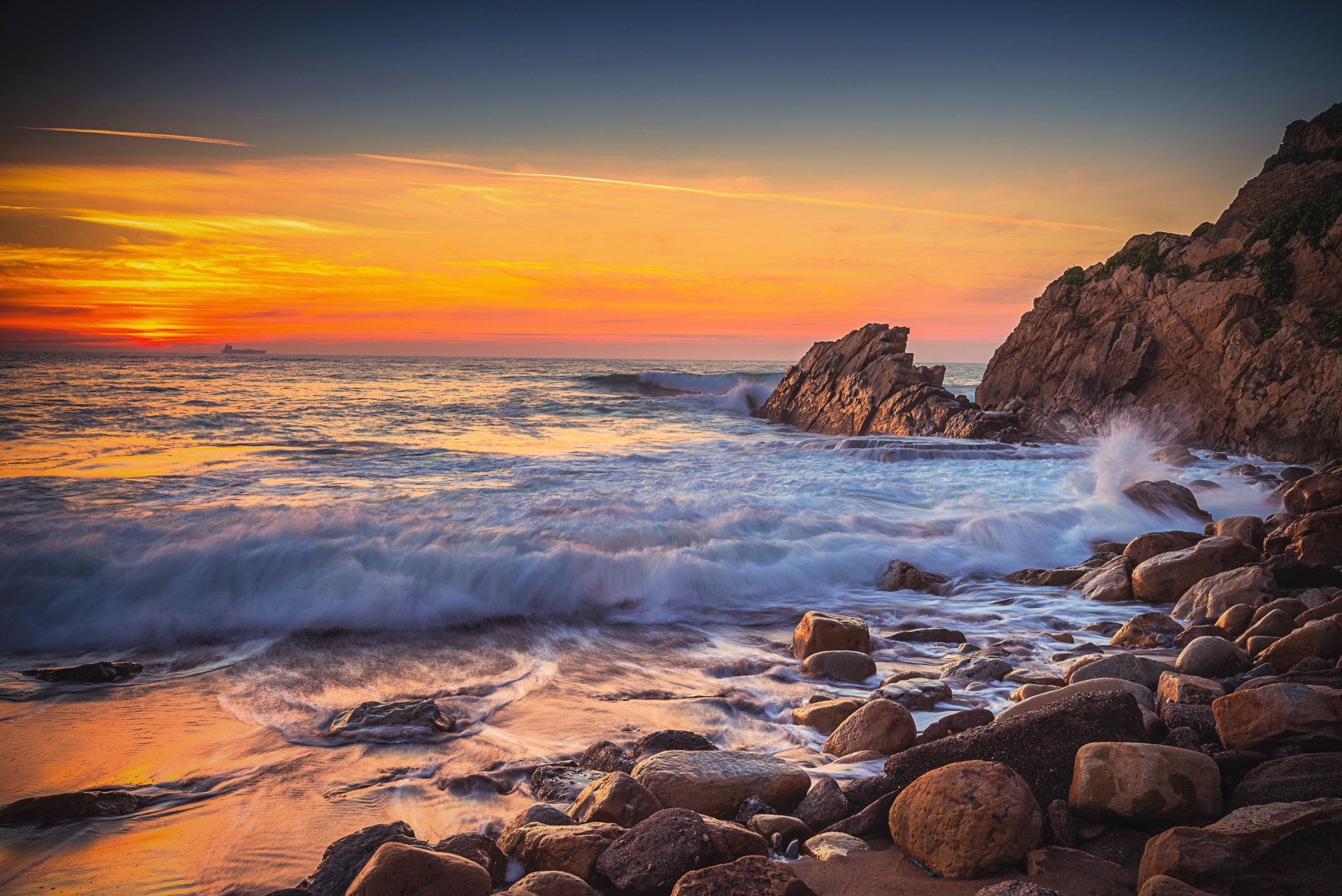 Download Horizon Sea Ocean Nature Sunset 4k Ultra HD Wallpaper ...