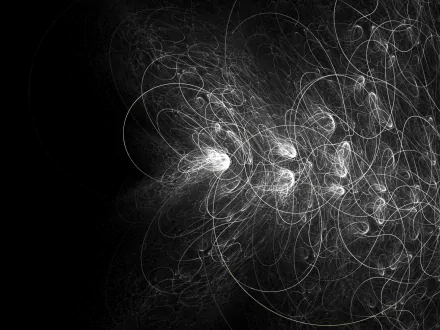 An abstract HD wallpaper featuring dynamic white swirls and lines against a dark background, creating a cool and modern aesthetic.