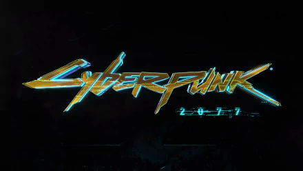 HD wallpaper and background featuring the vibrant logo of the video game Cyberpunk 2077 against a dark backdrop.