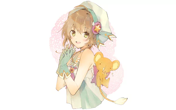 Sakura Kinomoto from Cardcaptor Sakura in soft pastel tones, featured in a 4K Ultra HD anime desktop wallpaper.