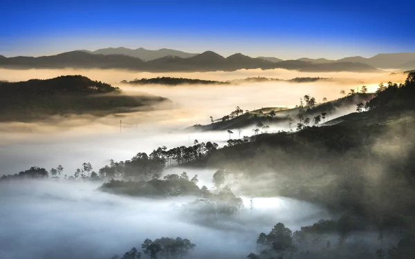 mountain landscape nature fog HD Desktop Wallpaper | Background Image