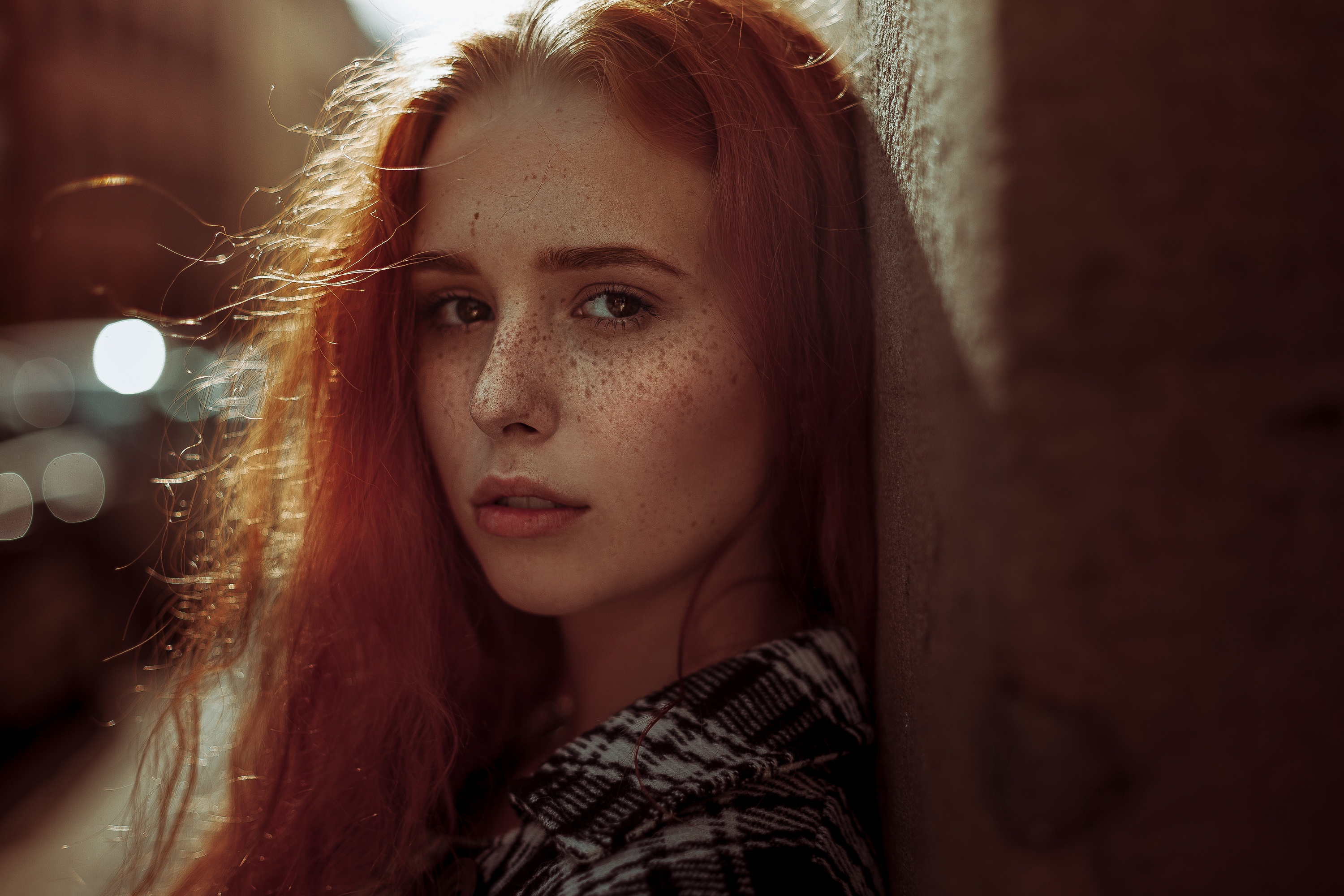 Download Depth Of Field Freckles Redhead Face Woman Model Hd Wallpaper