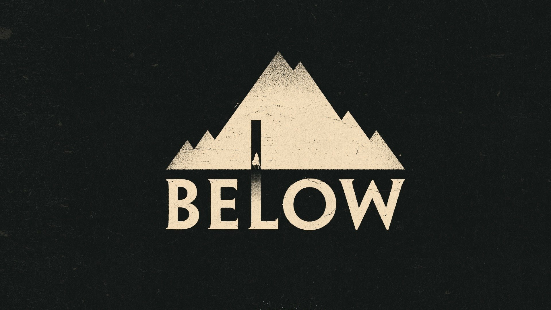 HD desktop wallpaper featuring a stylized mountain graphic with the word BELOW integrated into the design on a dark background.