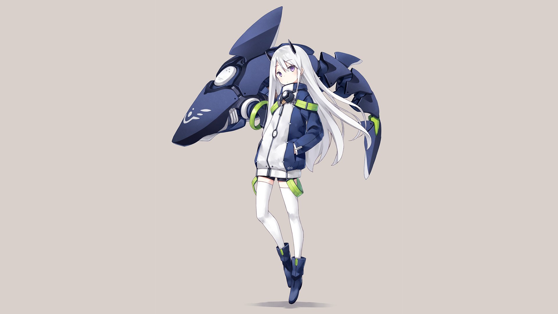 Shark-Horned Anime Girl HD Wallpaper | 1920x1080 | Wallpaper Abyss