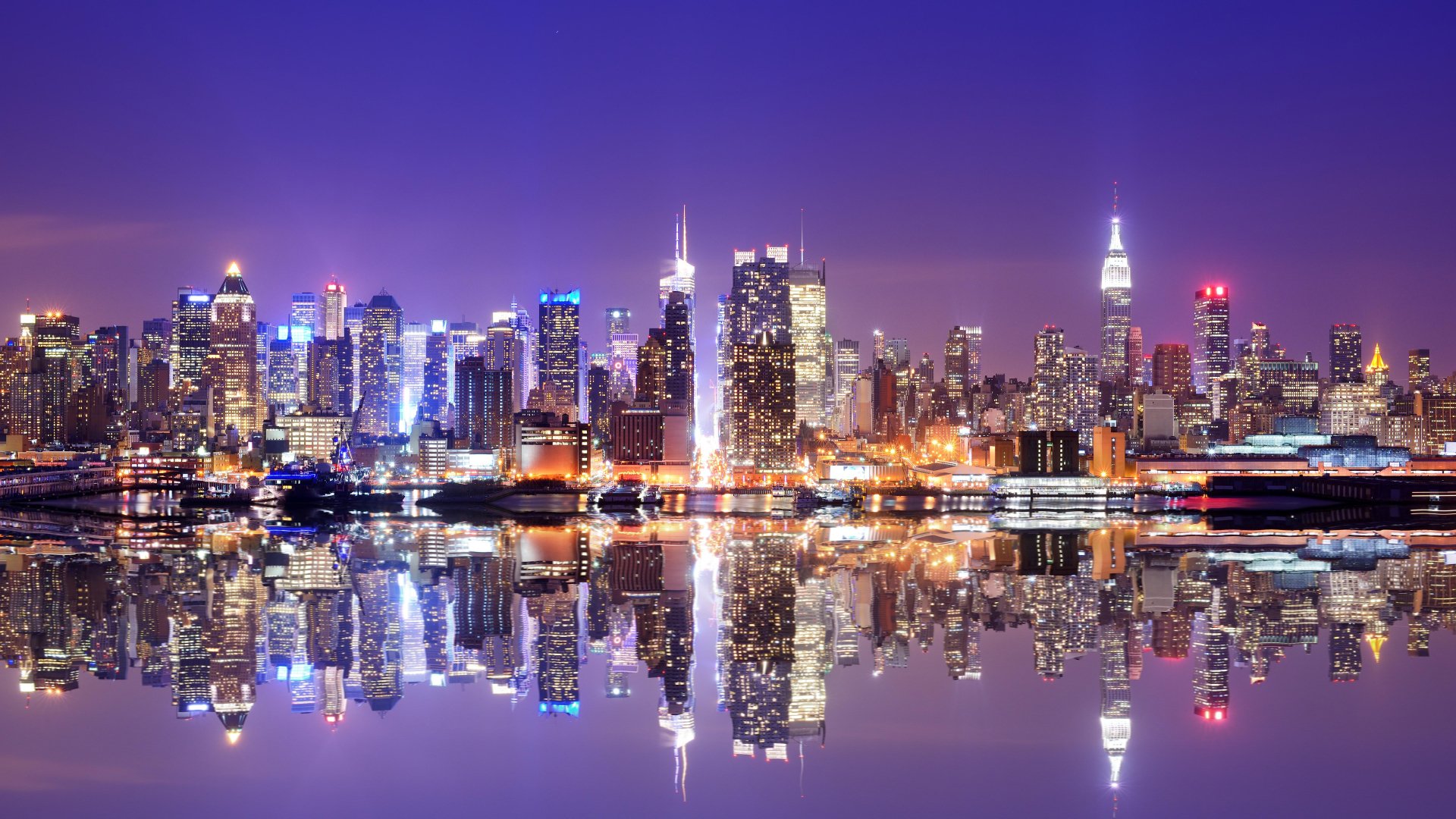 New York Skyscrapers at Night - 4K Ultra HD Wallpaper