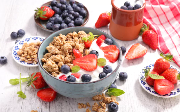 blueberry strawberry berry fruit still life food breakfast HD Desktop Wallpaper | Background Image