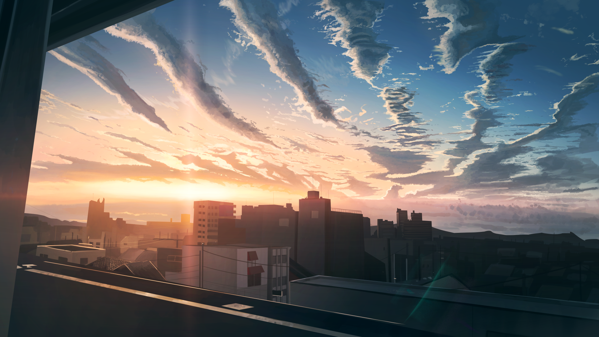 Anime Sunrise Cityscape - 4k Ultra Hd Wallpaper By Banishment