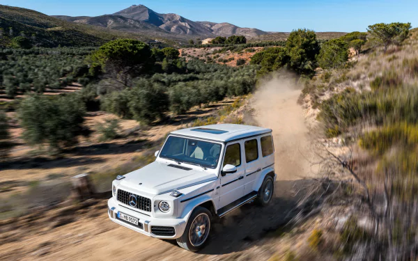 white car SUV car Mercedes-Benz Mercedes-Benz G-Class vehicle Mercedes-AMG G63 HD Desktop Wallpaper | Background Image
