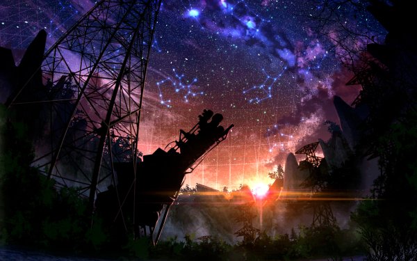 Anime Original Sunset Starry Sky Shooting Star HD Wallpaper | Background Image