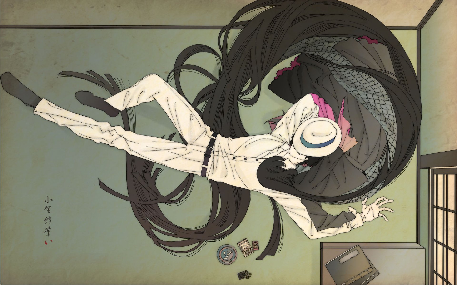 HD PC wallpaper featuring anime characters Sakamoto Ryōma from Fate/Grand Order and Oryou from Fate/KOHA-ACE in a dynamic, artistic composition.