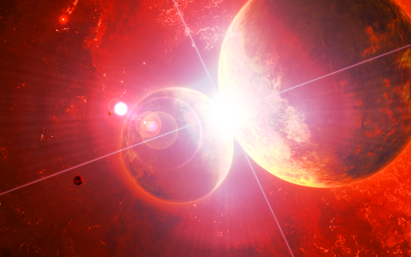 Sci Fi Collision Space Planet Red HD Wallpaper | Background Image