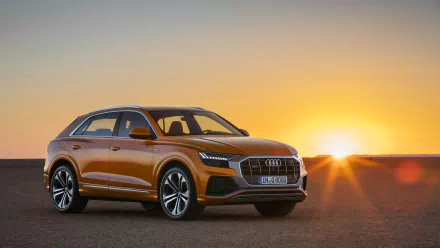 orange car SUV car Audi vehicle Audi Q8 HD Desktop Wallpaper | Background Image