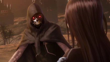 4K Ultra HD PC wallpaper: Death Gun (Sword Art Online) with glowing red eyes confronts Kirito (Sword Art Online II) in a tense anime battle scene.