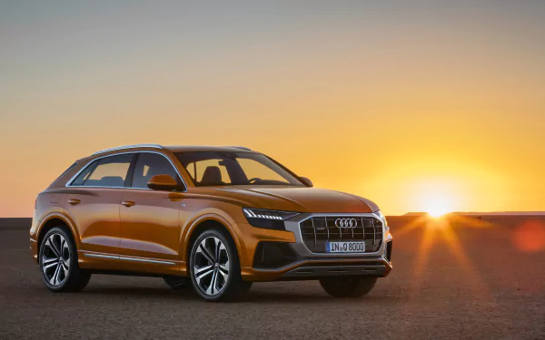 orange car SUV car Audi vehicle Audi Q8 HD Desktop Wallpaper | Background Image
