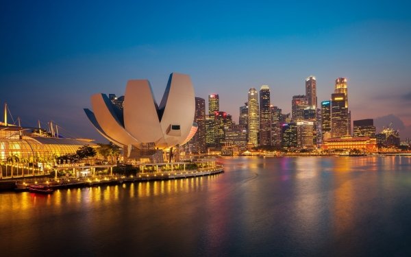 Man Made Singapore Cities Night City Building Skyscraper HD Wallpaper | Background Image