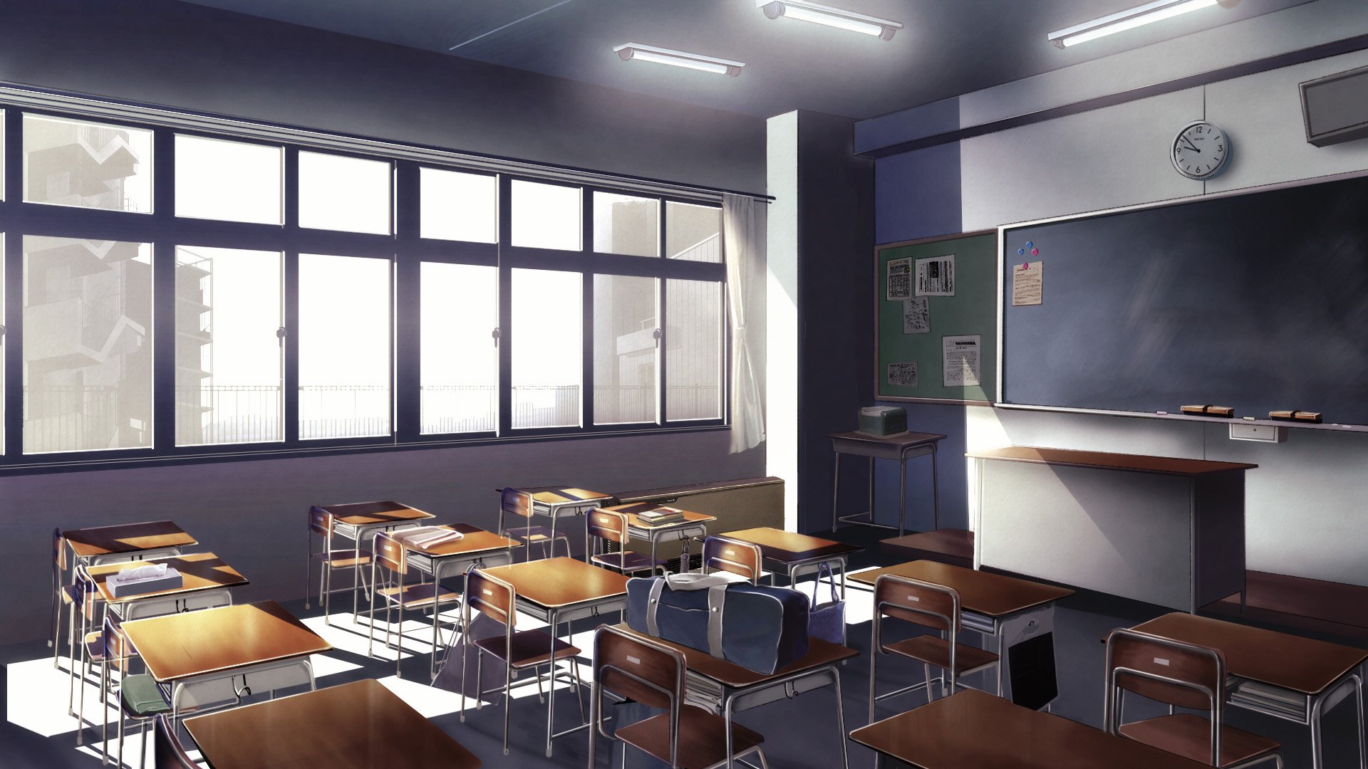 Download Chair Table Chalk Classroom Bag Anime Original Hd Wallpaper By 