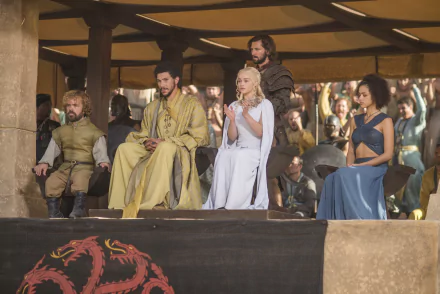Emilia Clarke Michiel Huisman Nathalie Emmanuel Peter Dinklage Hizdahr zo Loraq Daario Naharis Missandei (Game Of Thrones) Tyrion Lannister Daenerys Targaryen TV Show Game Of Thrones HD Desktop Wallpaper | Background Image