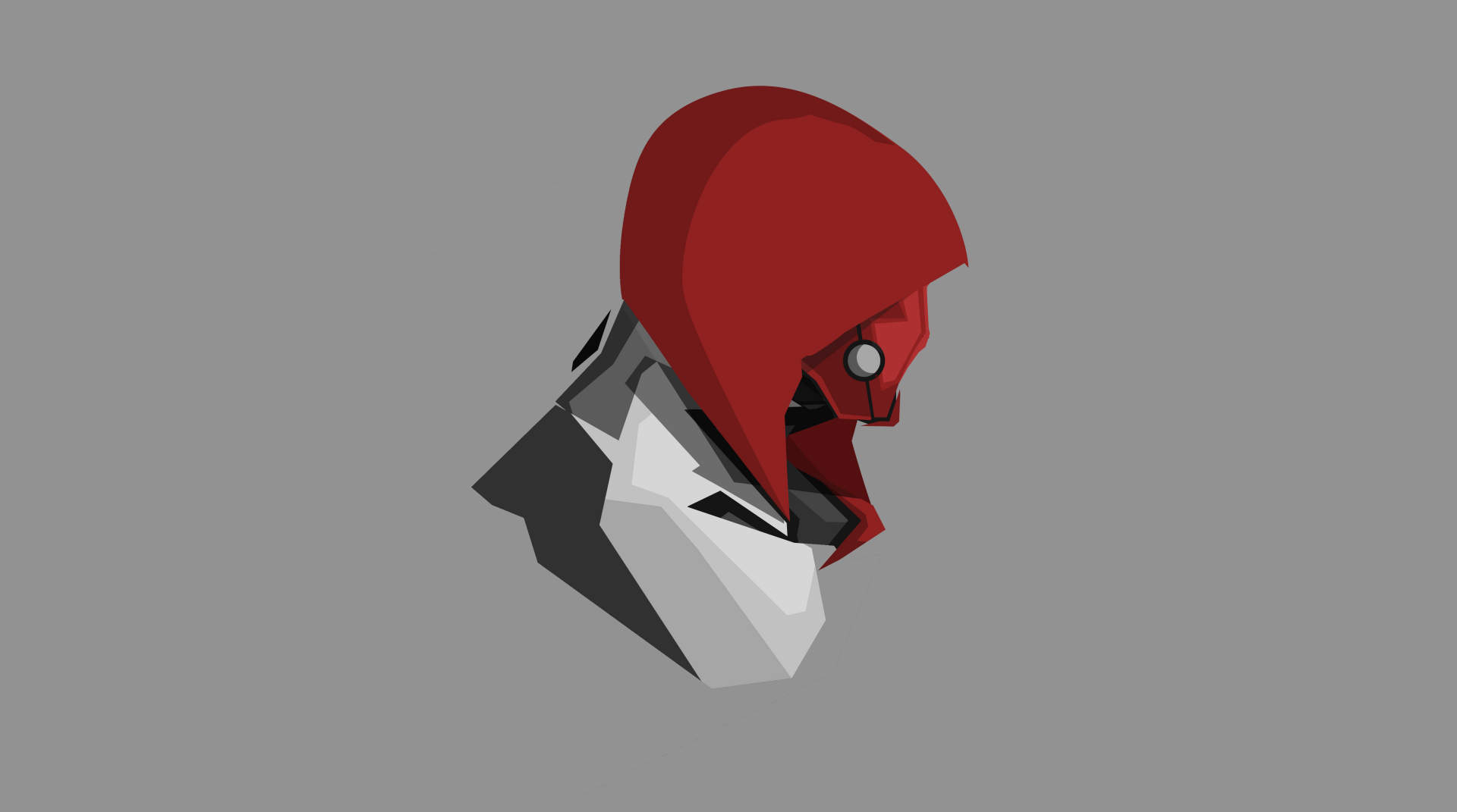 4K Ultra HD PC desktop wallpaper featuring a stylized comic depiction of Red Hood in profile against a gray background.