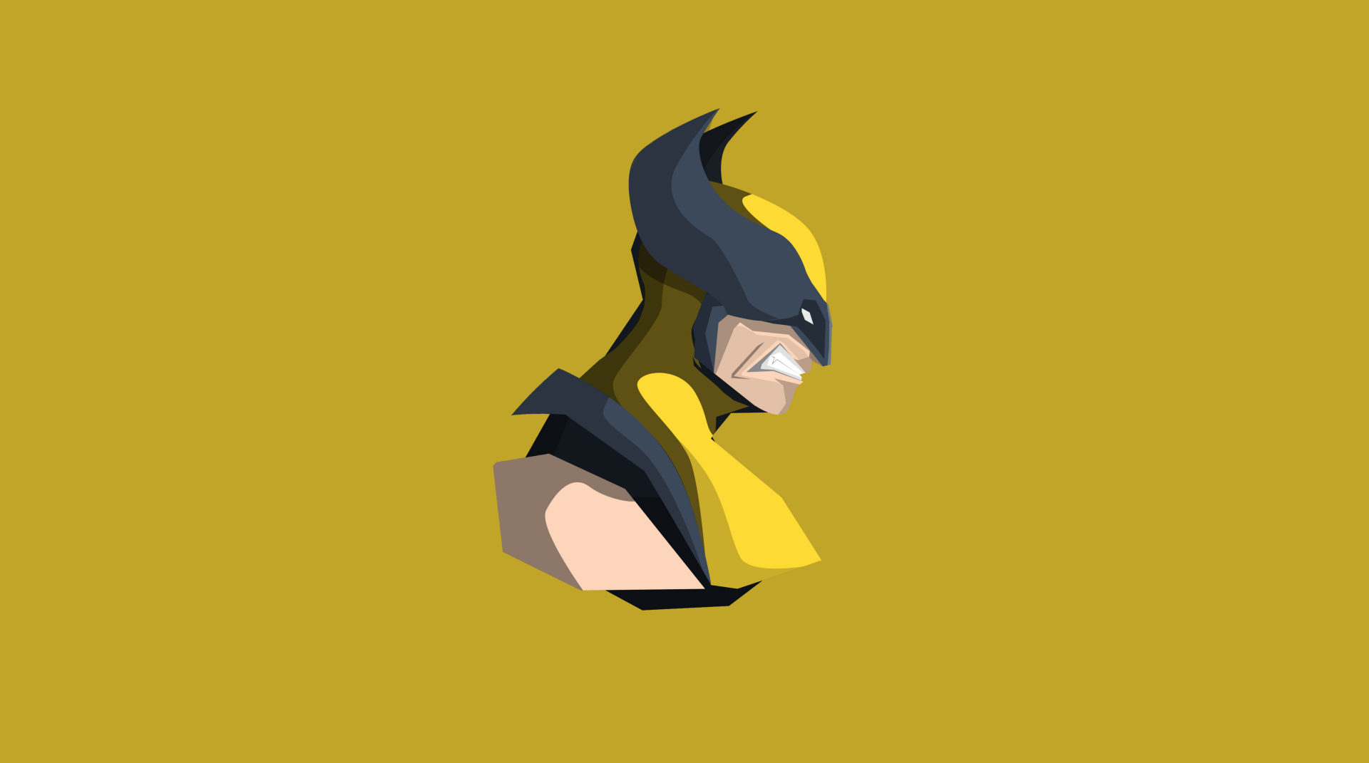 Minimalist comic-style illustration of Wolverine from X-Men, showcased in vibrant colors on a plain background, rendered in 4K Ultra HD for PC desktop use.