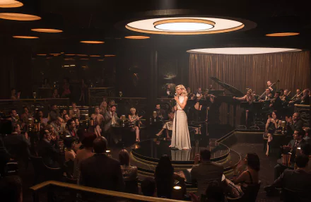 Nightclub scene: actress singing on a circular stage from Mission: Impossible - Fallout — moody 2K Quad HD PC desktop wallpaper.