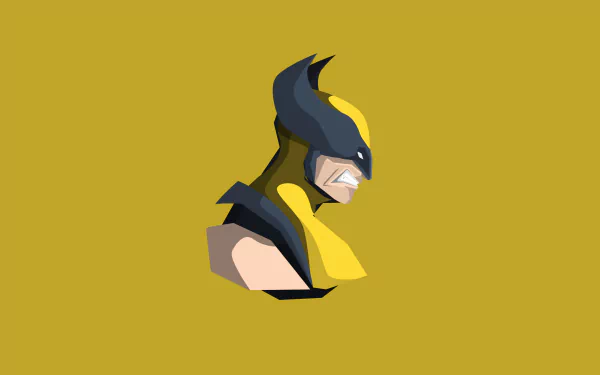 Minimalist comic-style illustration of Wolverine from X-Men, showcased in vibrant colors on a plain background, rendered in 4K Ultra HD for PC desktop use.