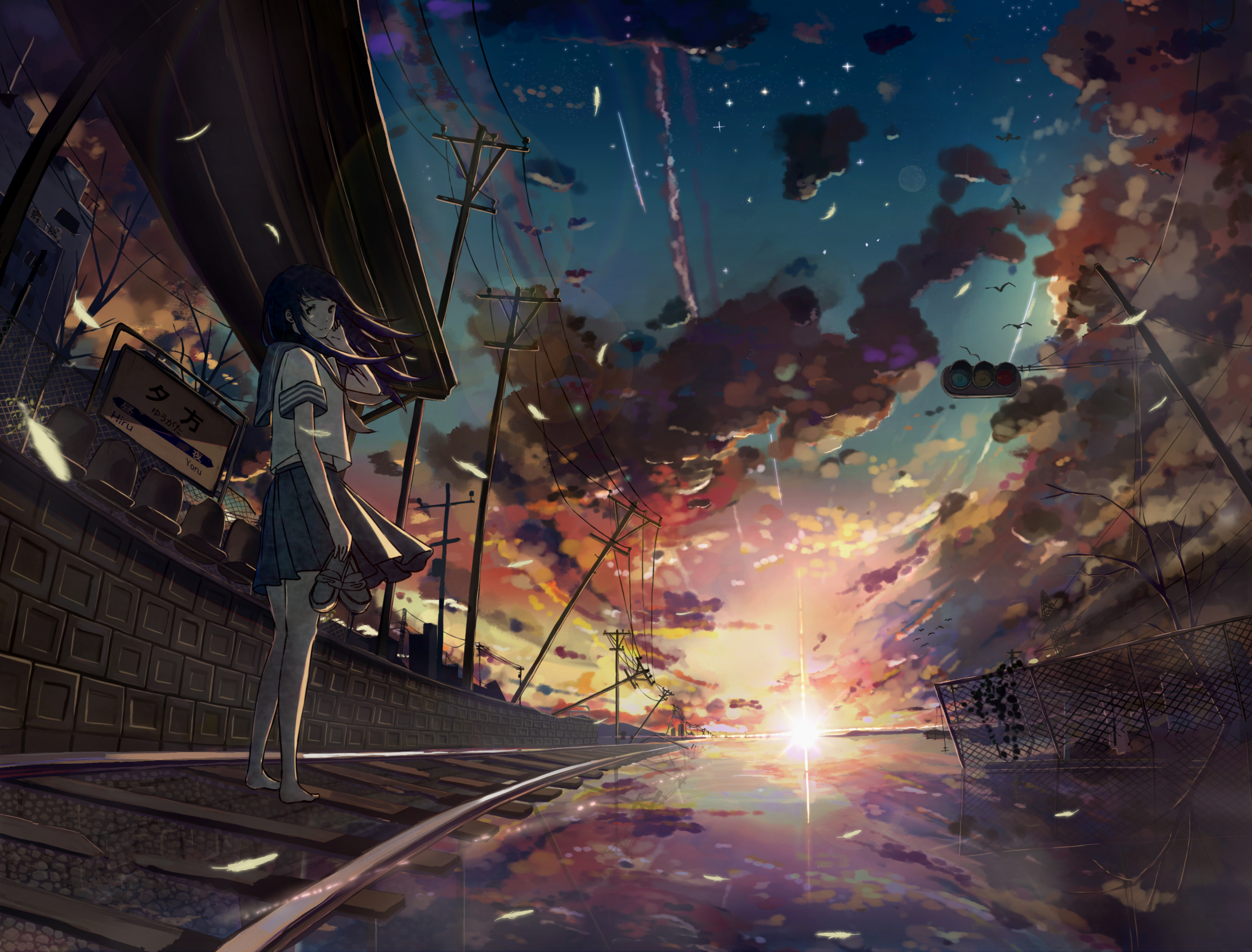 Anime Sunset HD Wallpaper | Background Image