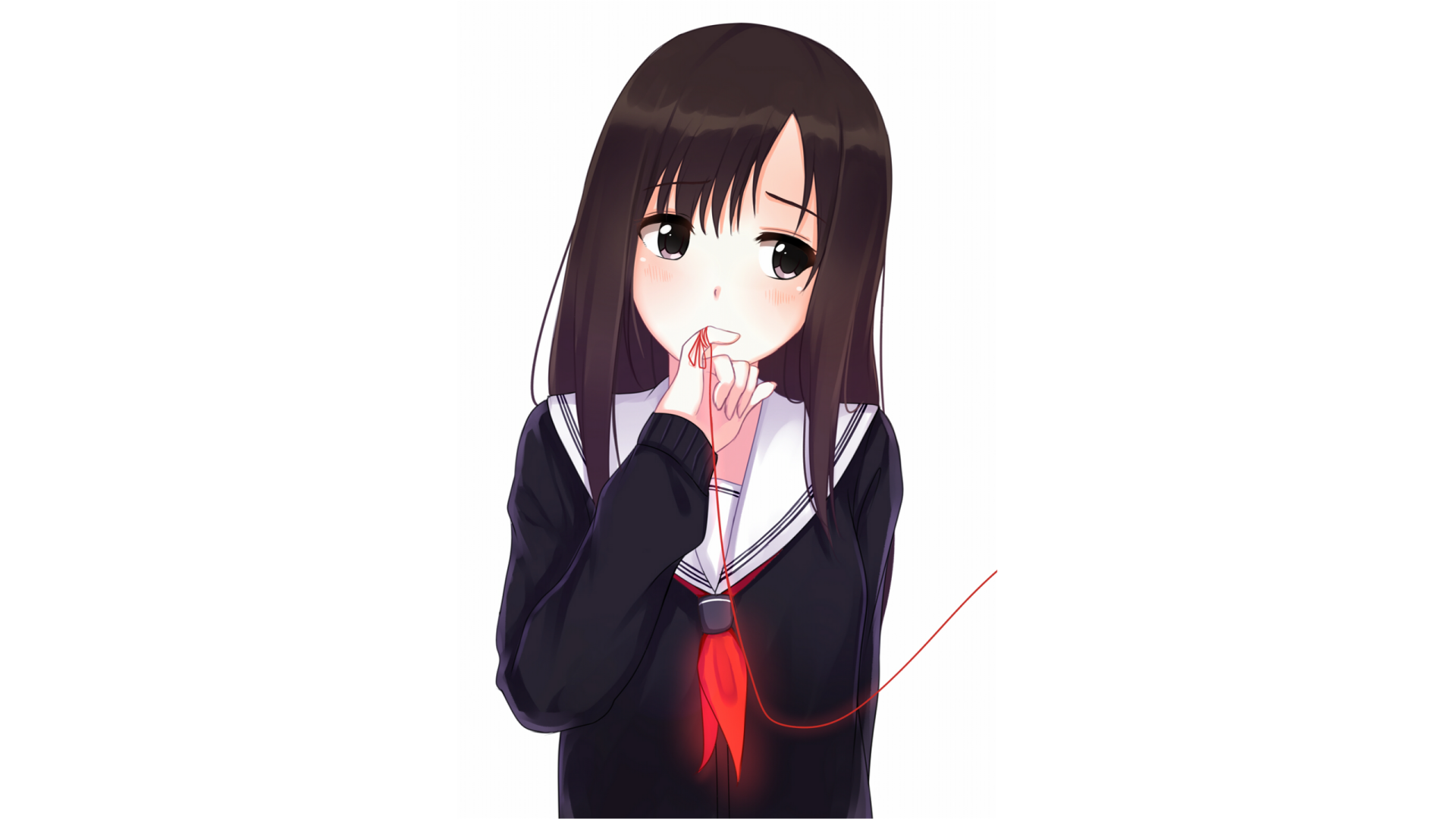 Anime-style original artwork of a girl in a school uniform, designed as an HD PC desktop wallpaper and background.