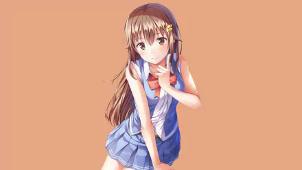 HD desktop wallpaper featuring the anime character Tokino Sora, a Virtual Youtuber from Hololive, in a school uniform with brown hair and a bow, set against a plain background.