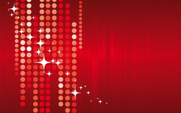 HD PC desktop wallpaper featuring an abstract design of vertical red and orange dots with sparkling accents on a deep red background.