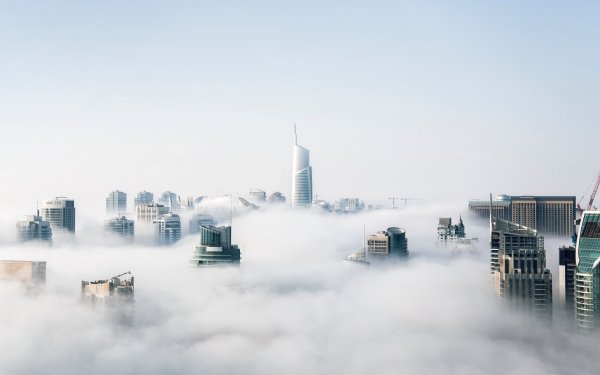 Man Made Dubai Cities United Arab Emirates City Fog Building Skyscraper HD Wallpaper | Background Image