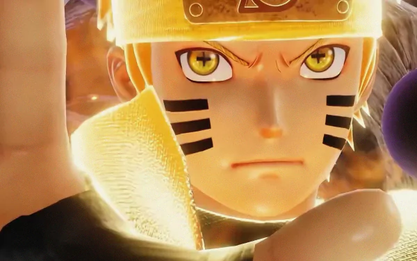 Close-up 4K Ultra HD image of Naruto Uzumaki from the video game Jump Force, showcasing his determined expression and iconic headband.