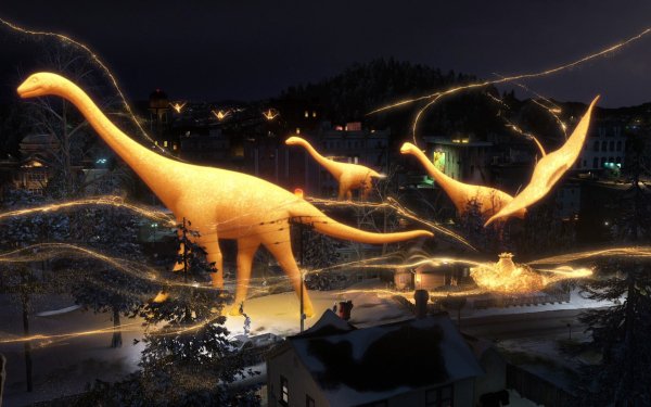 Movie Rise Of The Guardians Sandman Dinosaur Night City HD Wallpaper | Background Image