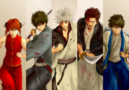 Shimura Shinpachi Kondo Isao Toushirou Hijikata Gintoki Sakata Kagura (Gintama) Anime Gintama HD Desktop Wallpaper | Background Image