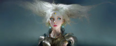 blue eyes white hair fantasy woman HD Desktop Wallpaper | Background Image