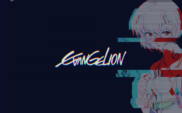 An HD desktop wallpaper featuring the Neon Genesis Evangelion logo alongside Rei Ayanami, showcasing vibrant colors and anime aesthetics.