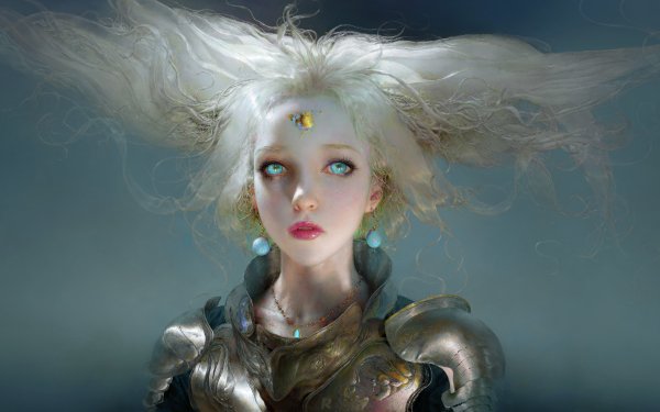 Fantasy Women White Hair Blue Eyes HD Wallpaper | Background Image