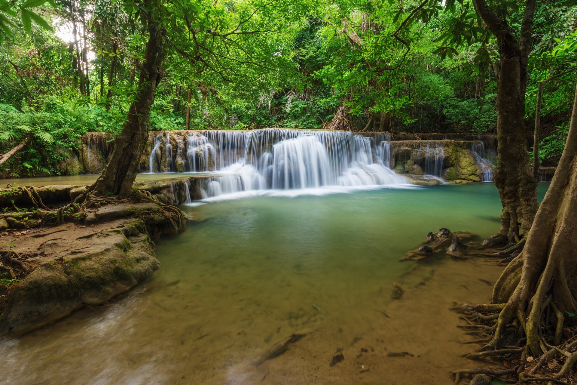 Download Greenery Nature Waterfall 4k Ultra HD Wallpaper