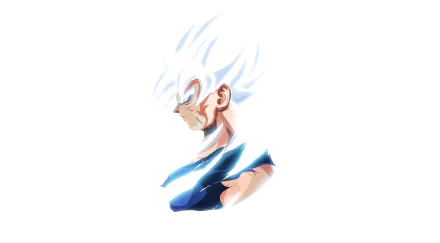 HD desktop wallpaper featuring Goku in Ultra Instinct form from Dragon Ball Super. The image showcases Goku with glowing white hair and a determined expression.