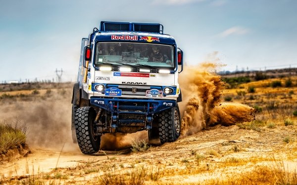 Sports Rallying Vehicle Truck Sand Kamaz Red Bull HD Wallpaper | Background Image