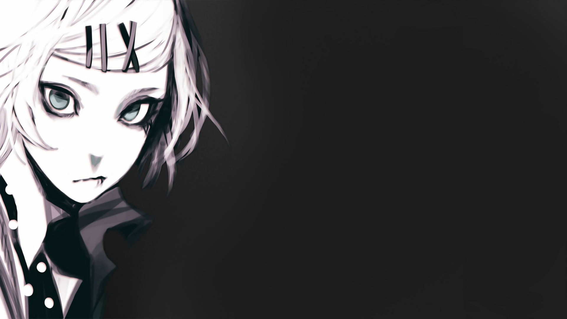 4K Ultra HD anime wallpaper featuring Juuzou Suzuya from Tokyo Ghoul, showcasing his distinct pale appearance and stitched mouth against a dark background.