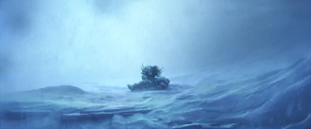 Video game — World of Warcraft: Battle for Azeroth 5K Ultra HD PC desktop wallpaper depicting a lone armored figure amid a vast, icy blue wasteland.
