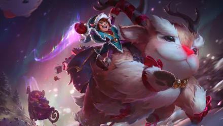 Nunu and his large companion from League of Legends depicted in vibrant 8K Ultra HD, designed as a dynamic PC desktop wallpaper.