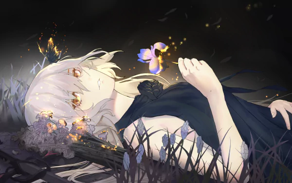 HD PC desktop wallpaper featuring Jeanne d'Arc Alter, Avenger class from Fate/Grand Order, depicted in an anime style with dark, fiery accents.