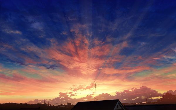 Anime Original Sunset Sky HD Wallpaper | Background Image