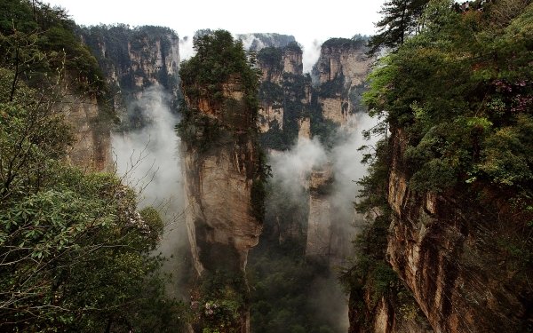 Earth Cliff Nature Fog HD Wallpaper | Background Image