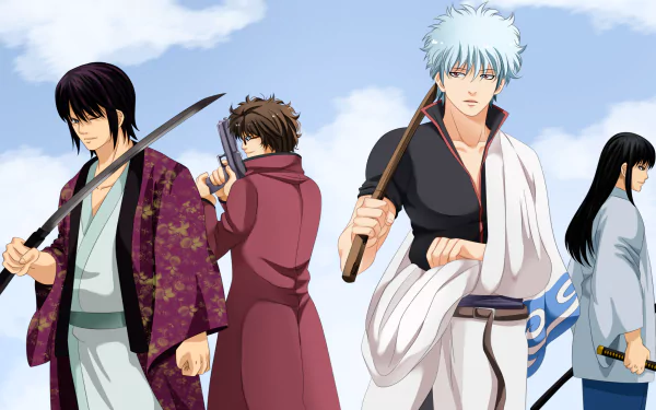 Sakamoto Tatsuma Kotaro Katsura Shinsuke Takasugi Gintoki Sakata Anime Gintama HD Desktop Wallpaper | Background Image